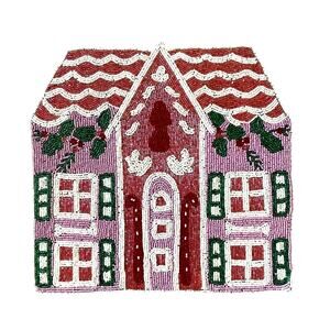 Tiramisu Pink Gingerbread Beaded Placemat 12x15 Christmas Holiday Decor New